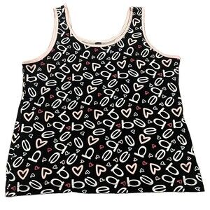 Vintage Y2K Bebe Logo Heart Print Tank Top Black Pink White Coquette McBling L